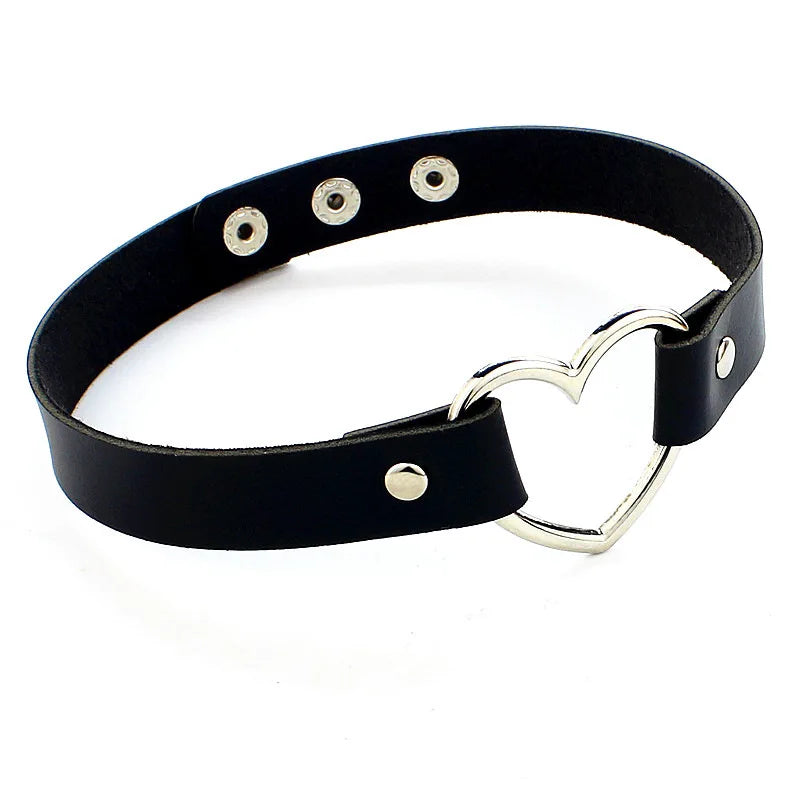 Punk Goth Heart Collar Necklace
