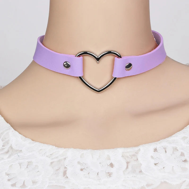 Punk Goth Heart Collar Necklace