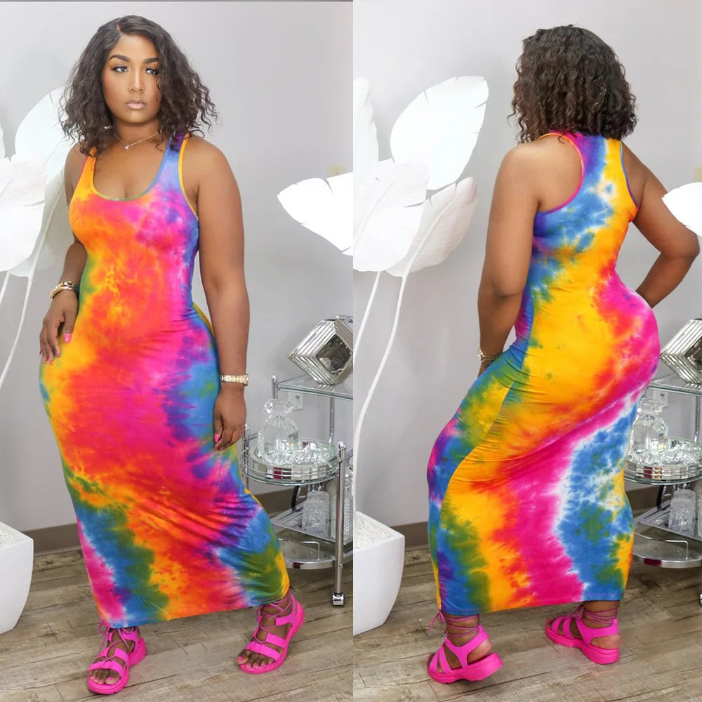Galactic Print Long Summer Dress