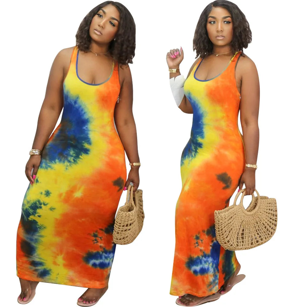 Galactic Print Long Summer Dress