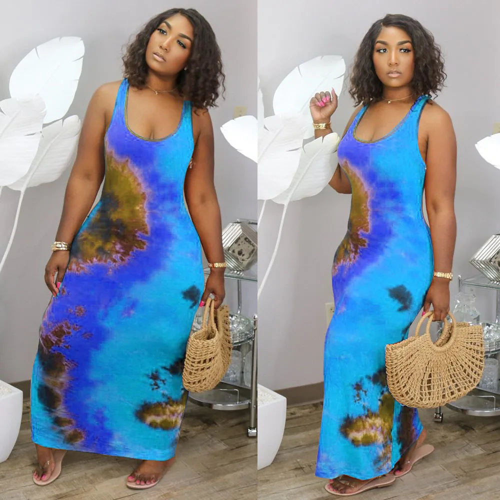 Galactic Print Long Summer Dress
