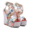 T-table Show Silk Colorful Wedge Heel Sandals