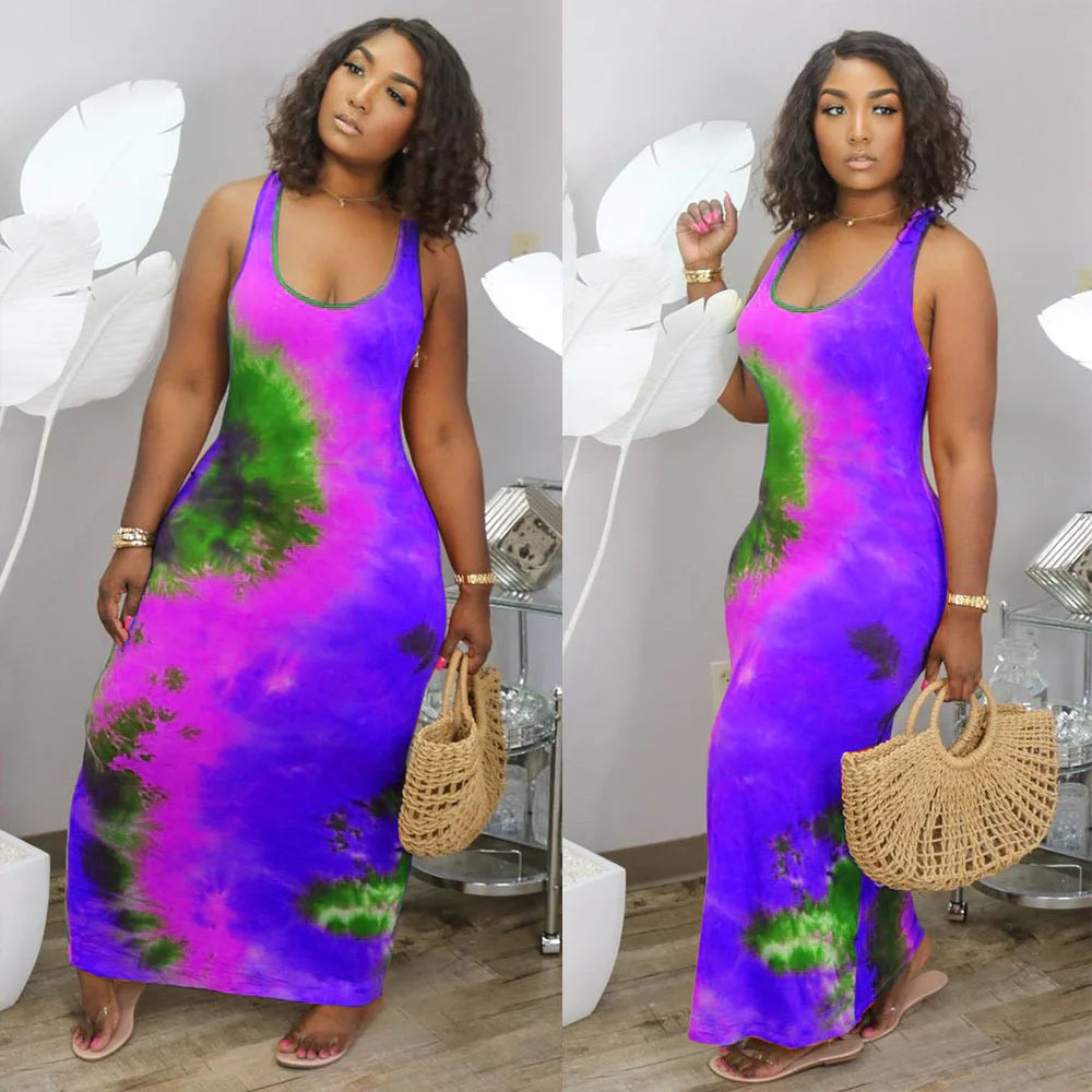 Galactic Print Long Summer Dress