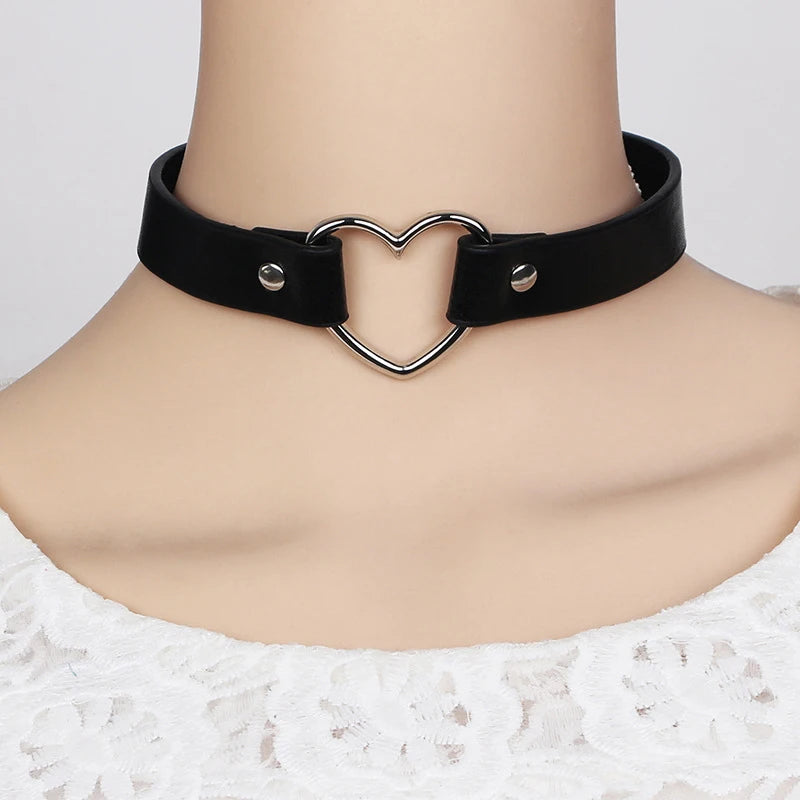 Punk Goth Heart Collar Necklace