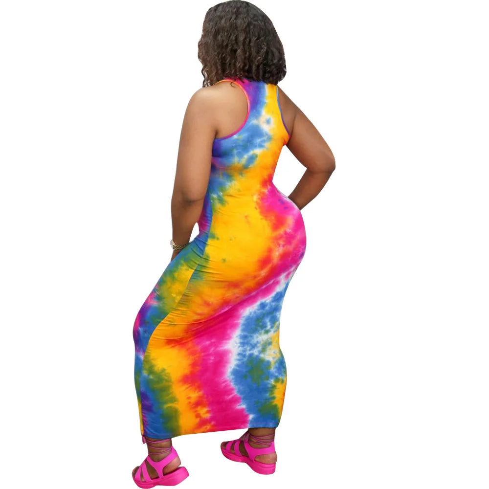 Galactic Print Long Summer Dress