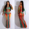 Casual Digital Printed Long Sleeve Maxi Dress