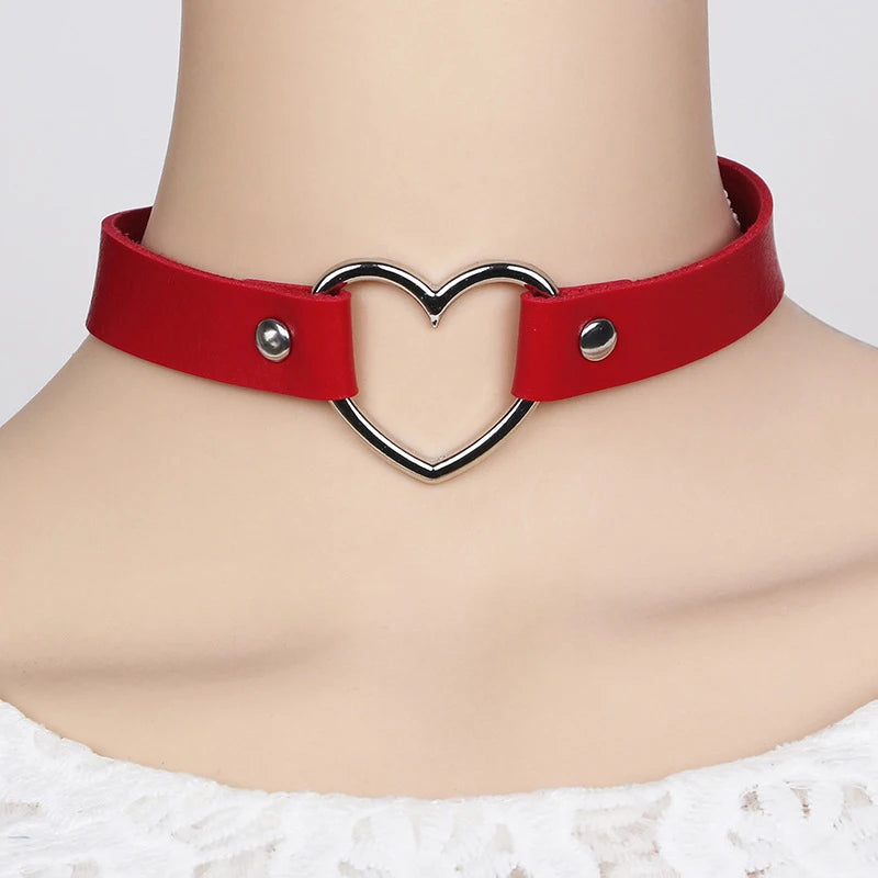 Punk Goth Heart Collar Necklace