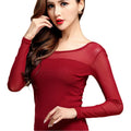 Elastic Sheer Arm Turtleneck Top
