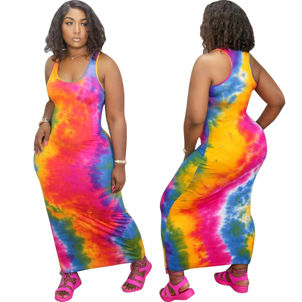 Galactic Print Long Summer Dress
