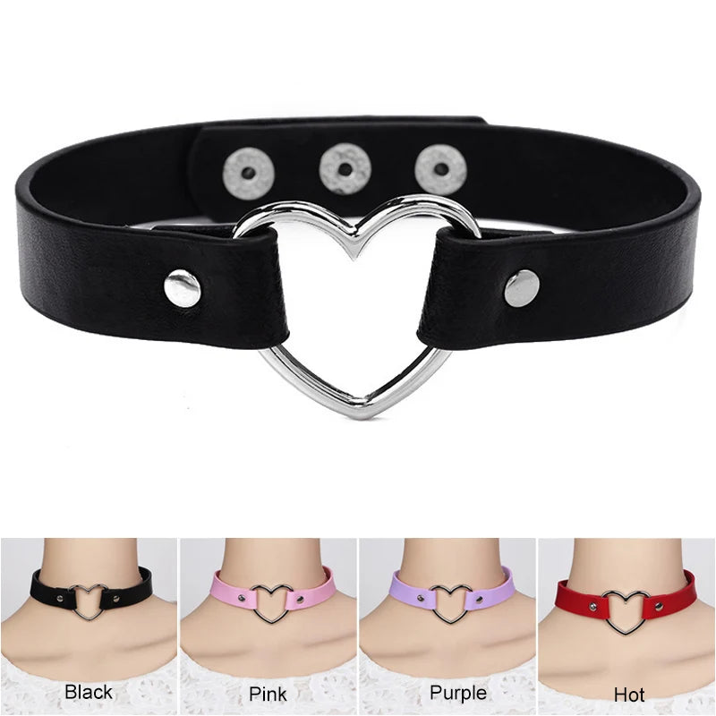 Punk Goth Heart Collar Necklace