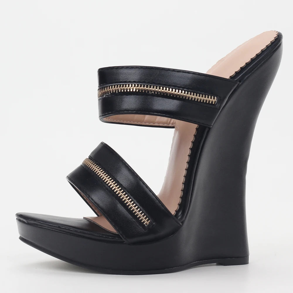 Patent Leather High Wedge Ankle Strap Platform Sandals