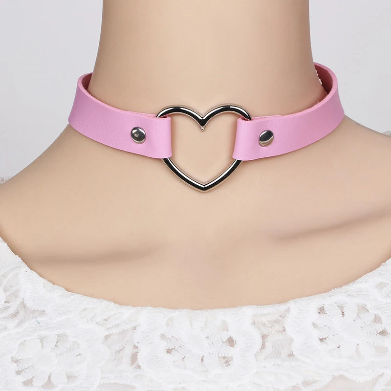 Punk Goth Heart Collar Necklace