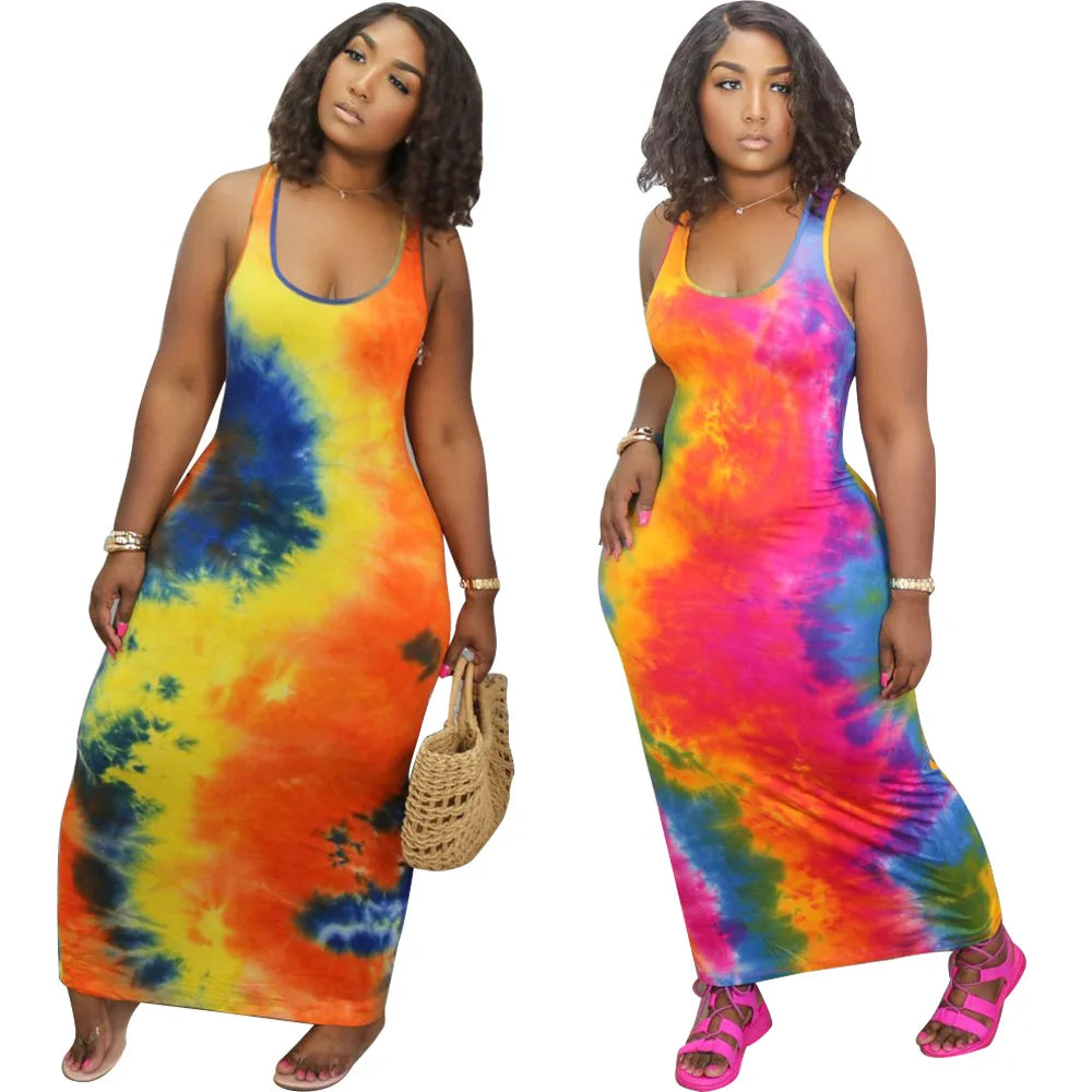Galactic Print Long Summer Dress