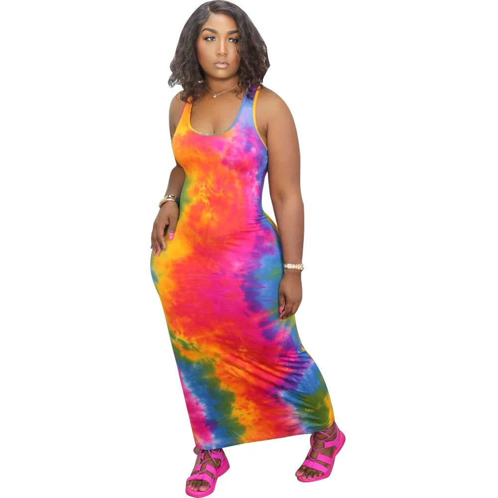 Galactic Print Long Summer Dress