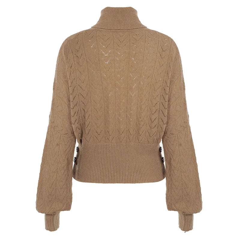 Brown Turtleneck Knitted Vintage Sweater