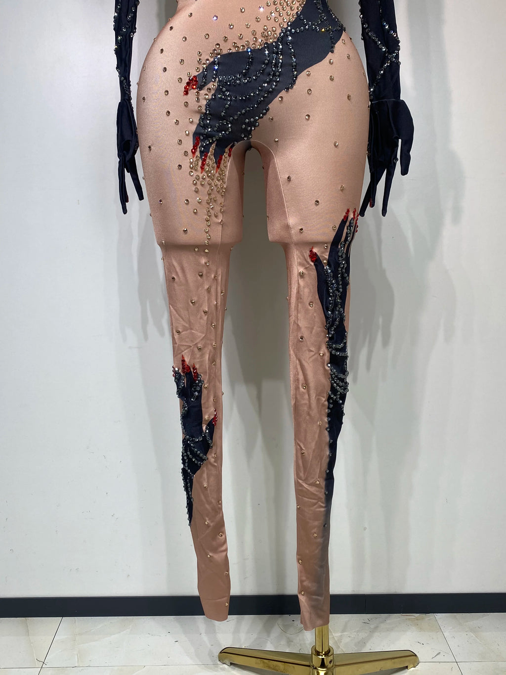 Rhinestone Performance Bodycon Jumpsuit