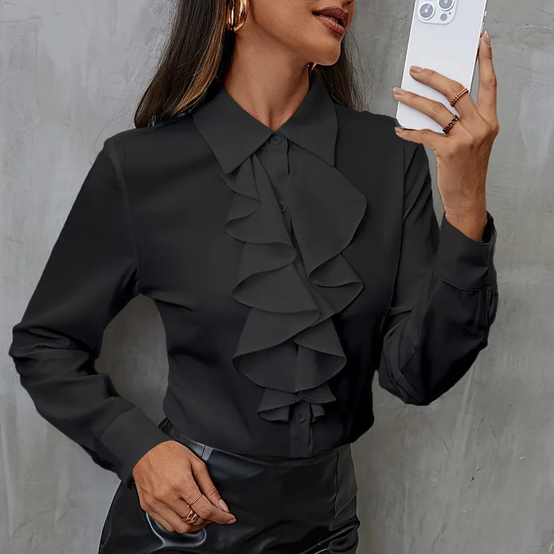 Elegant Ruffles Long Sleeve Blouse