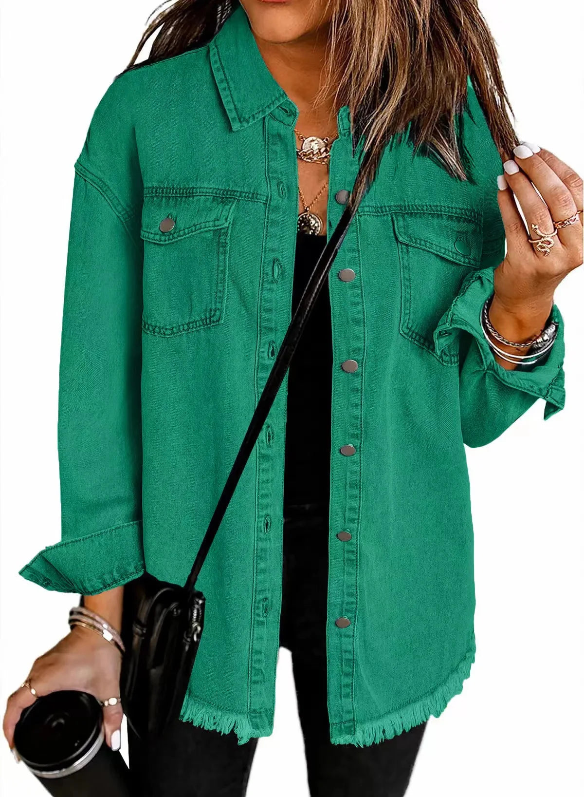Washed Denim Single Breasted Lapel Shirt Jacket