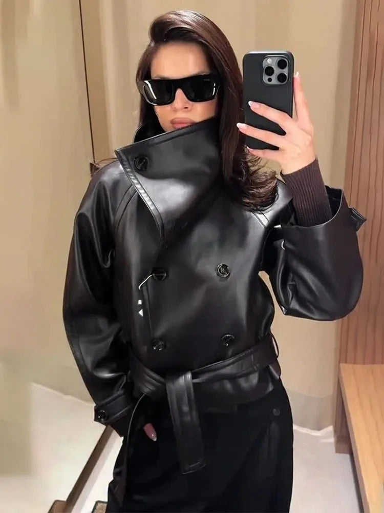 Double Breasted Turn-Down Collar Street Jacket