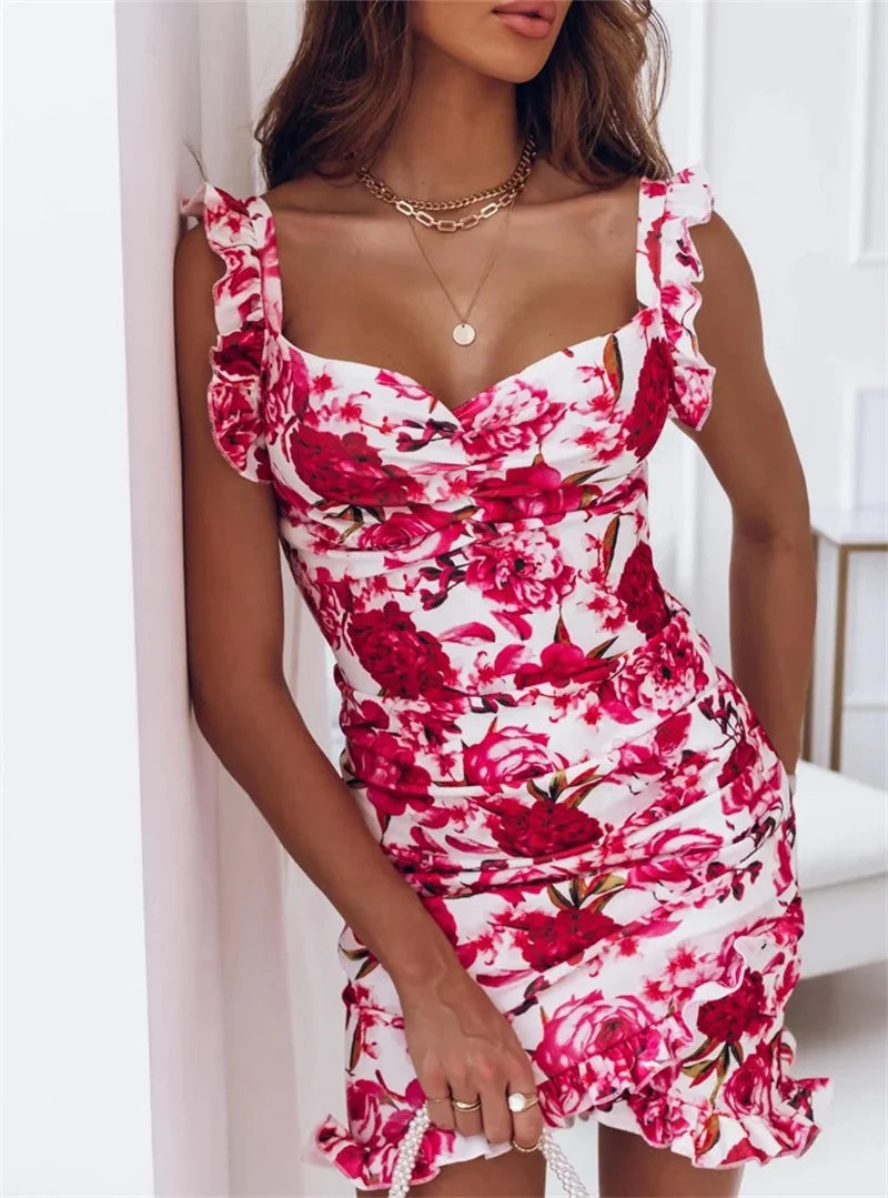 Sexy Sleeveless V-Neck Floral Sundress