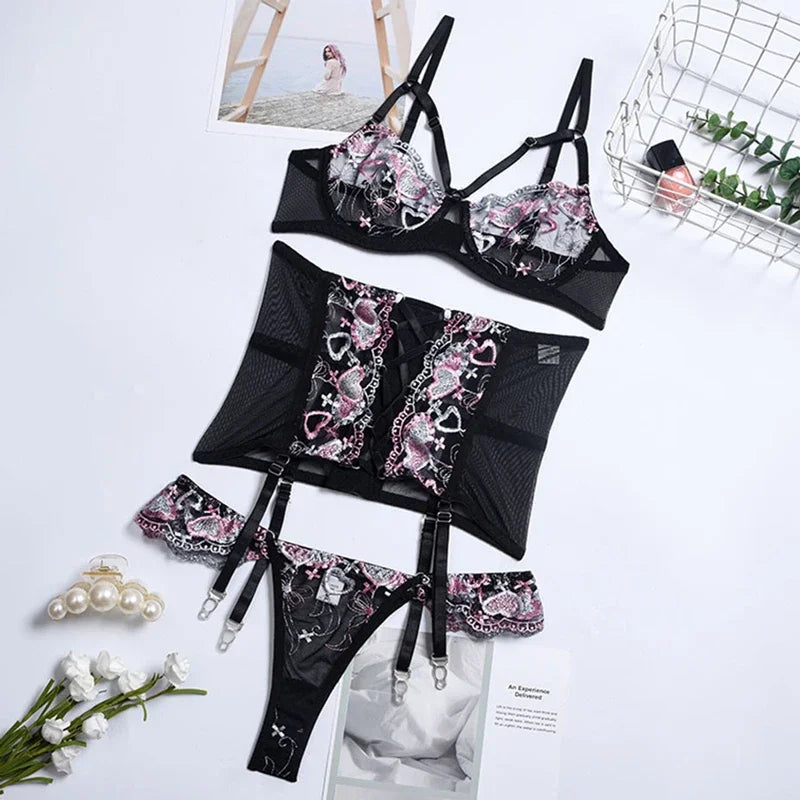 Tornova Women's Underwear Sets Sexy Sets Bra Ladies Romantic Lingeries Woman Lingerieset Dames Ensemble Lingeries Femmes Below