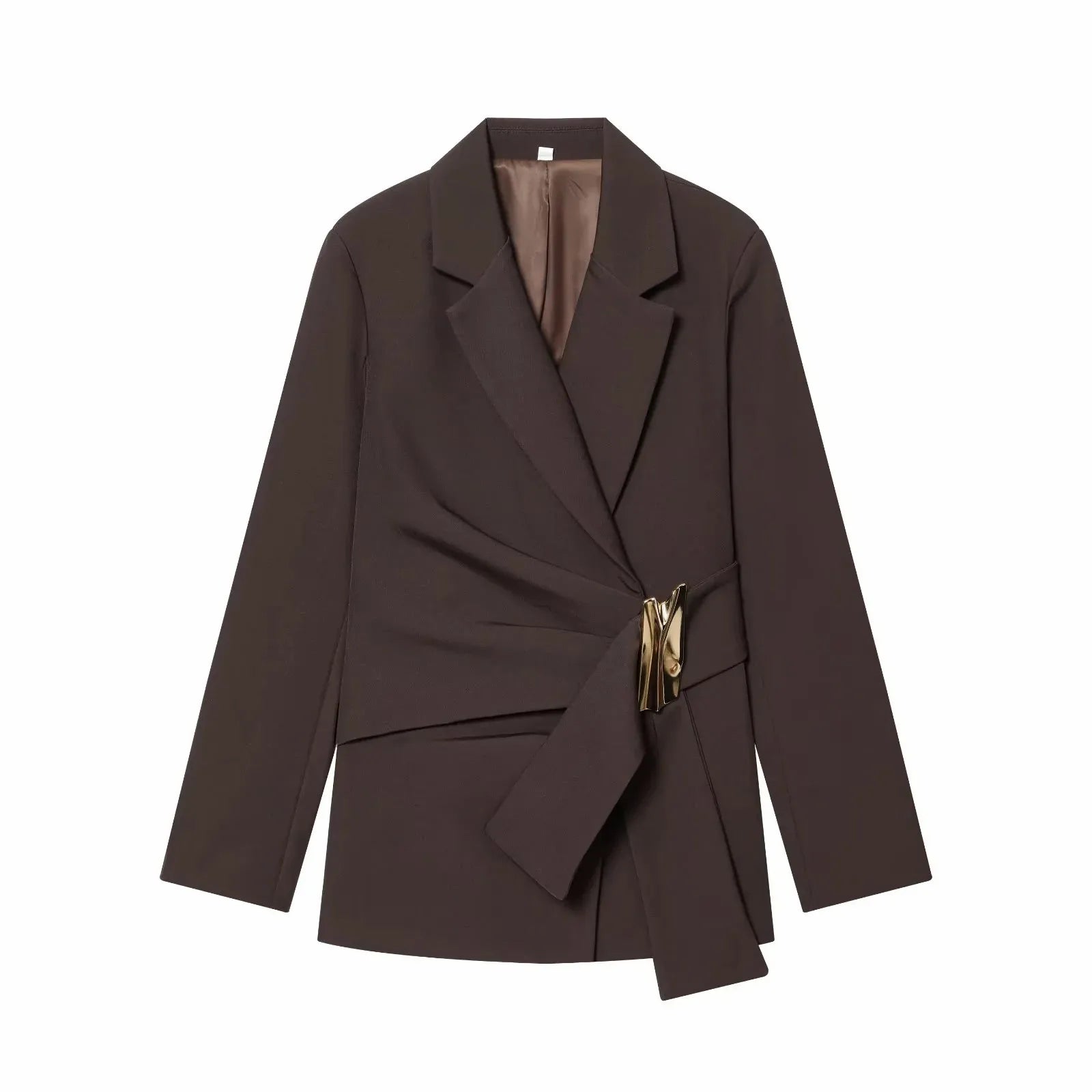 Two-Piece Set Buckle Decoration Suit Pants & Long Sleeve Blazer Coat