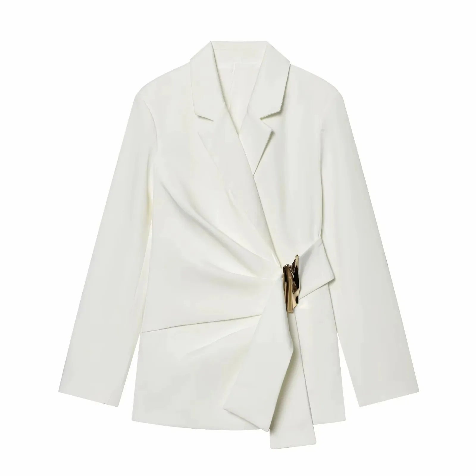 Two-Piece Set Buckle Decoration Suit Pants & Long Sleeve Blazer Coat