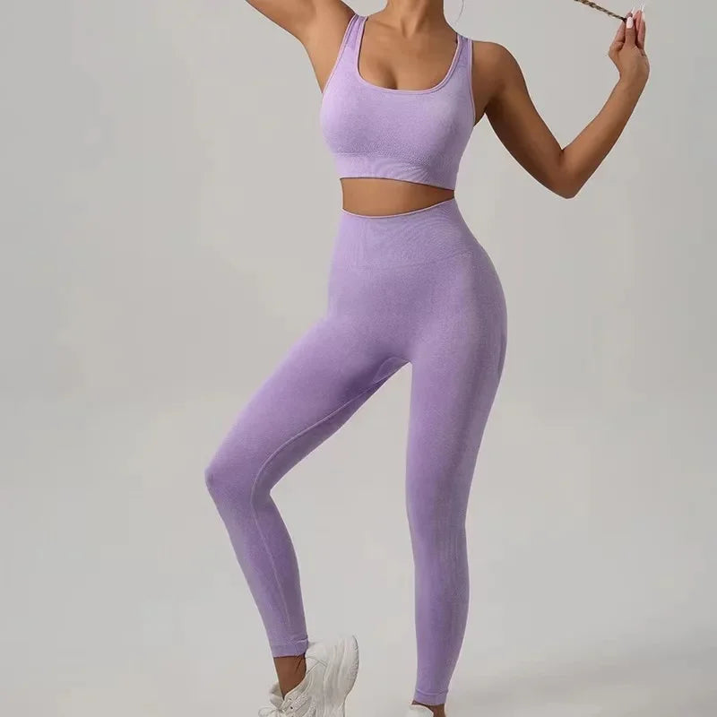 Seamless Yoga Sports Bra+ Hip Lifting Leggings Set