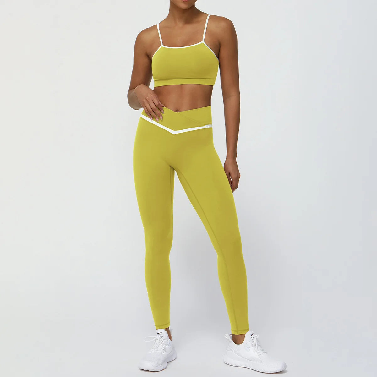 Colorblock Seamless Butt-Lift Yoga Two Piece Set