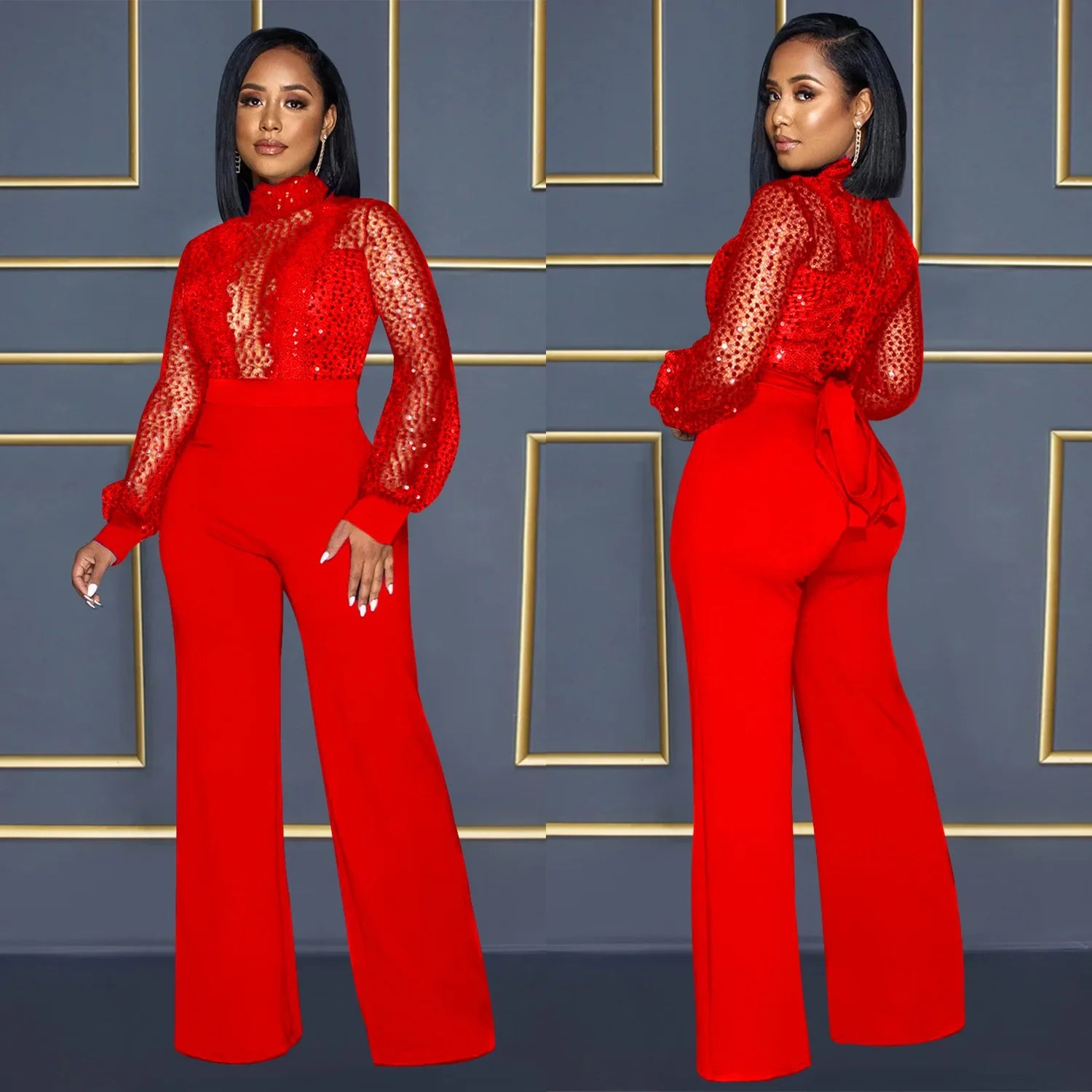 African Lace Patchwork Jumpsuit