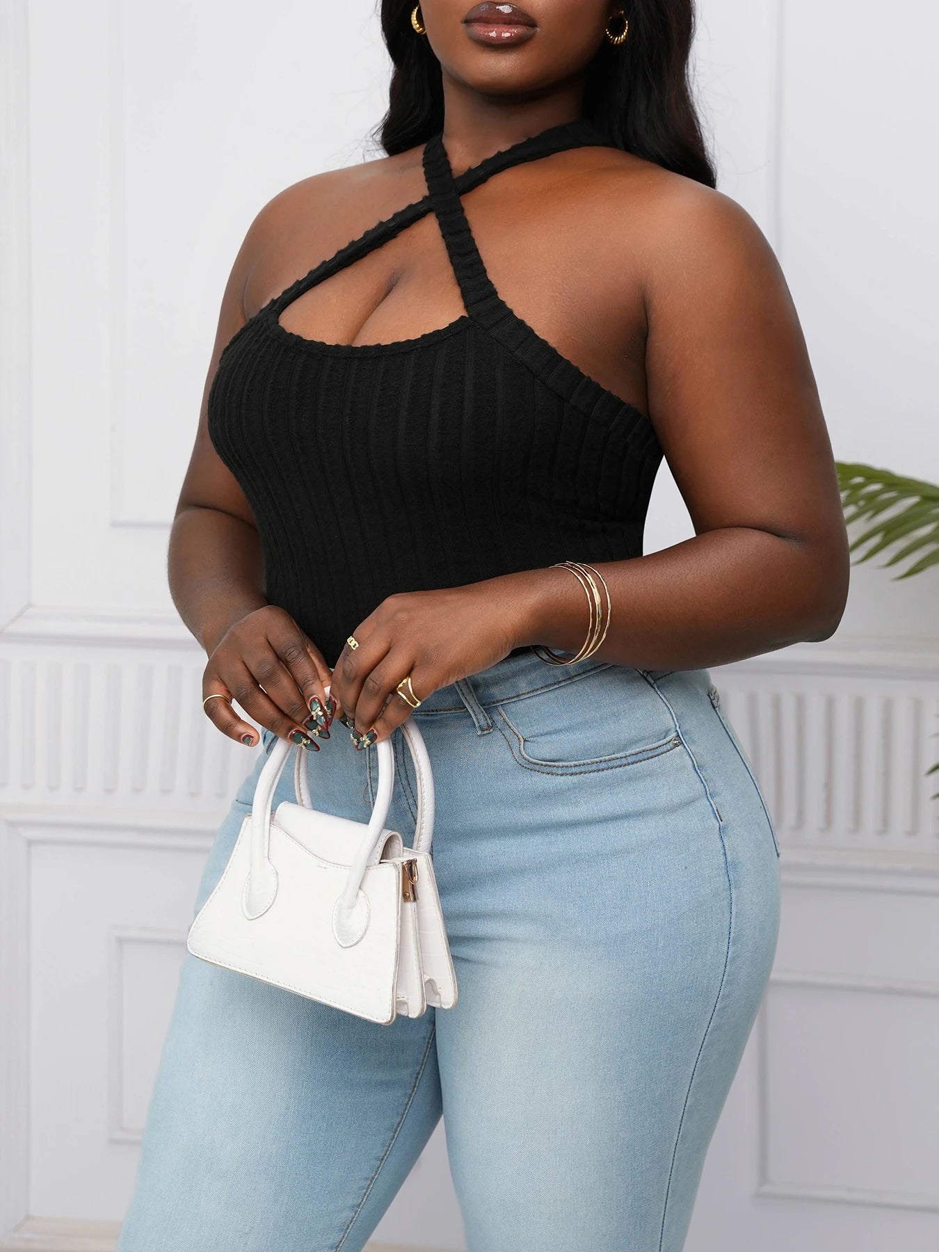 Cross Strap Halter Sexy Off Shoulder Cami Top