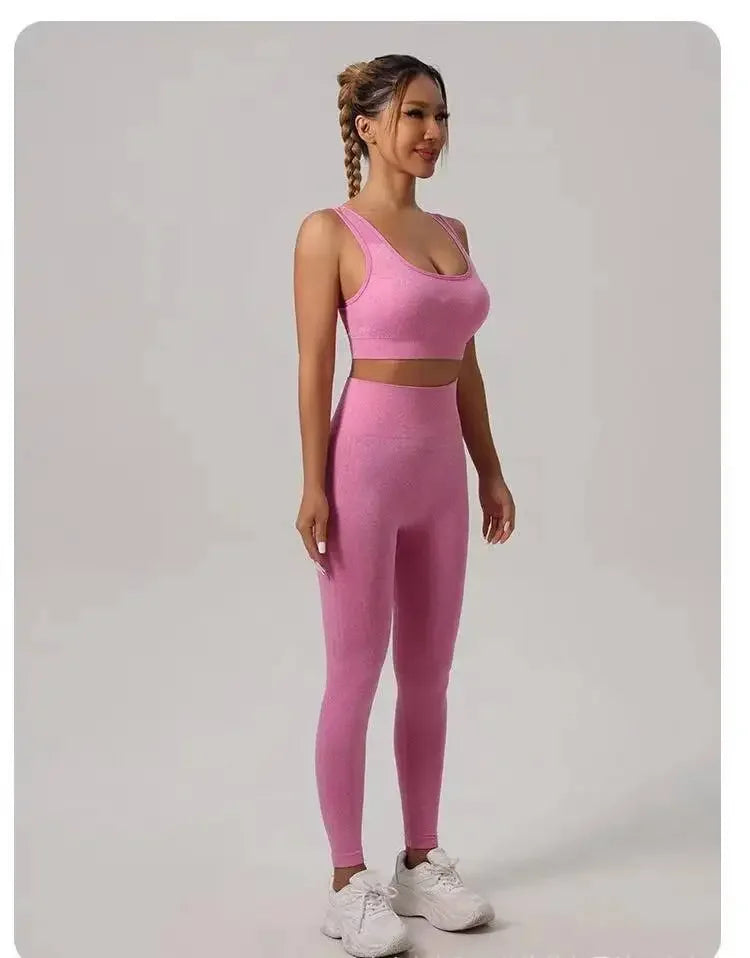 Seamless Yoga Sports Bra+ Hip Lifting Leggings Set