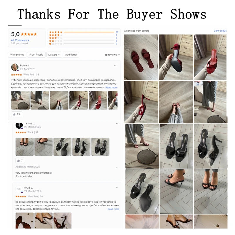 Mule Patent Leather Thin Open Toe High Heel Slides