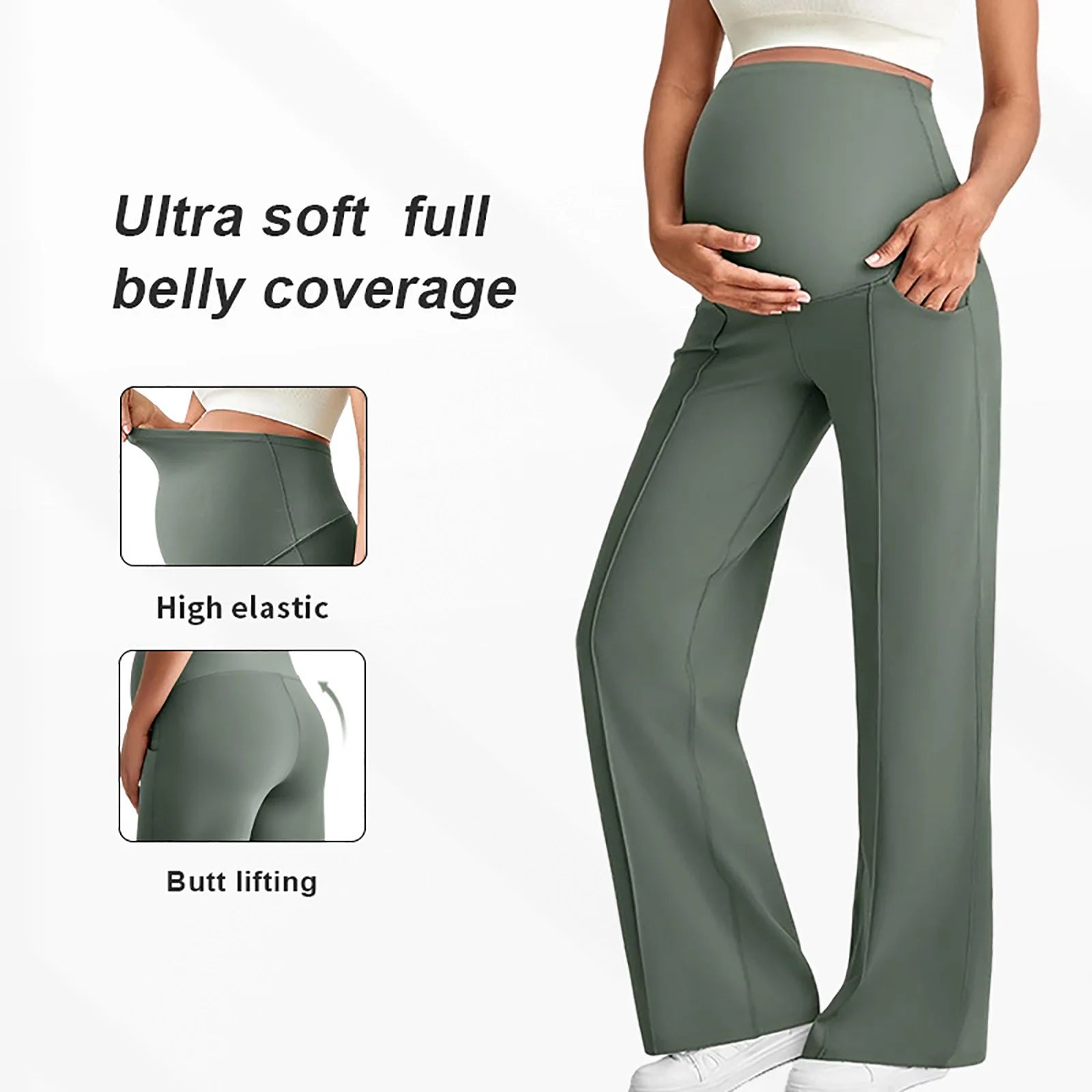 Elastic Pants Over The Belly with Pockets Sportswear