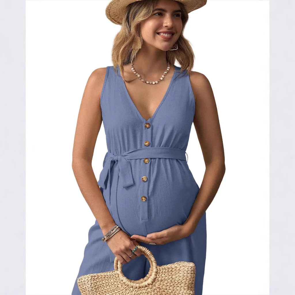V-neck Sleeveless Loose Jumpsuit Pregnancy Rompers