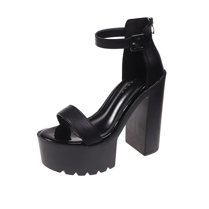 Chunky Peep Toe Platform High Heel Sandal