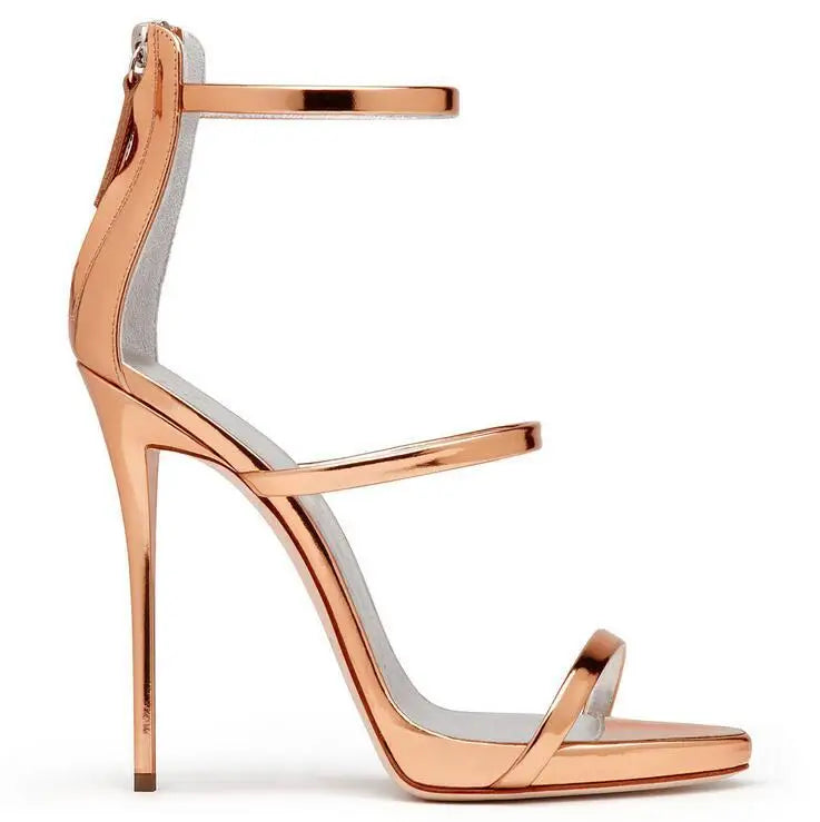 Banquet Zipper Strap Combination High Heels