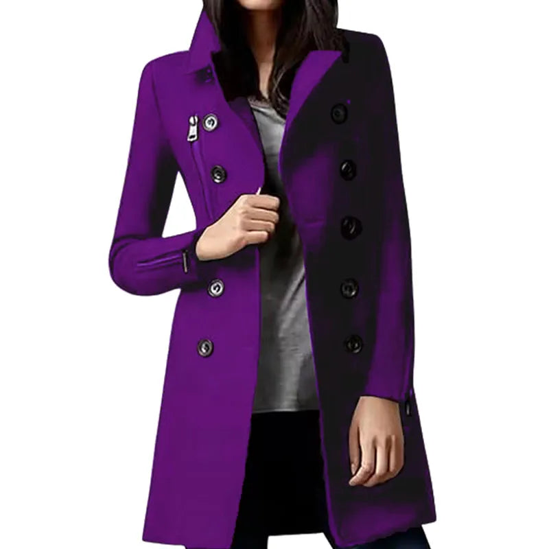 Double Breasted Lapel Trench Coat with Lining