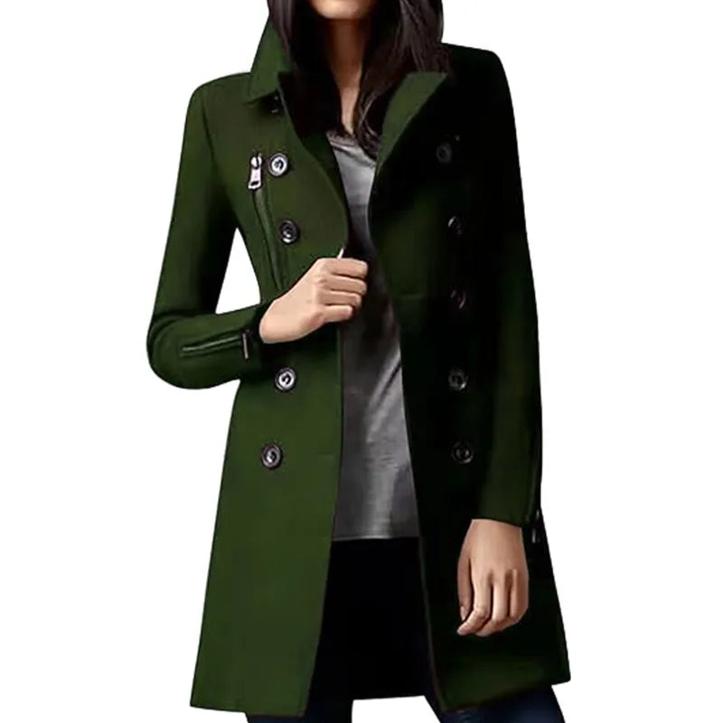 Double Breasted Lapel Trench Coat with Lining