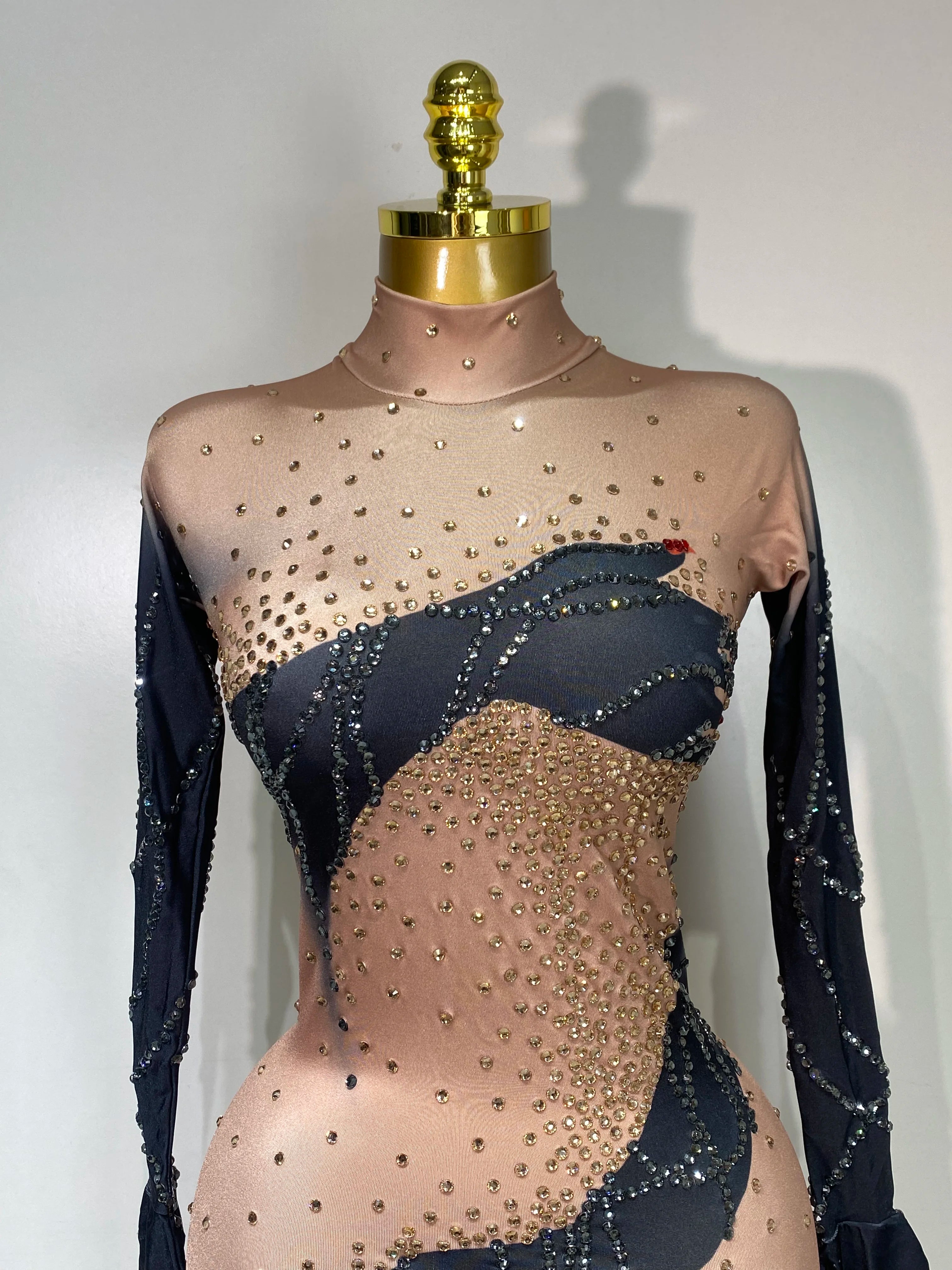 Rhinestone Performance Bodycon Jumpsuit