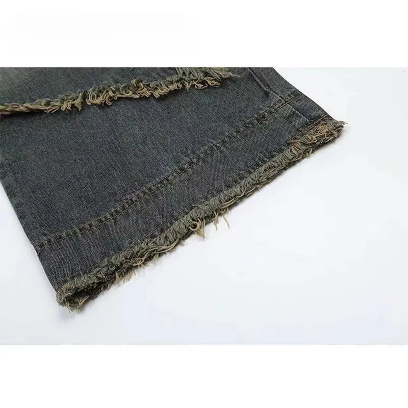 American Vintage Empty Star Appliqué and Faded Straight-leg Baggy Jeans