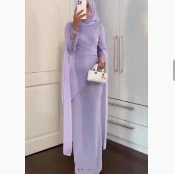 Women's Clothing Middle Eastern Evening Dress Sequined Patchwork Irregular Waist Design Sense Evening Dress High-end Fashionable