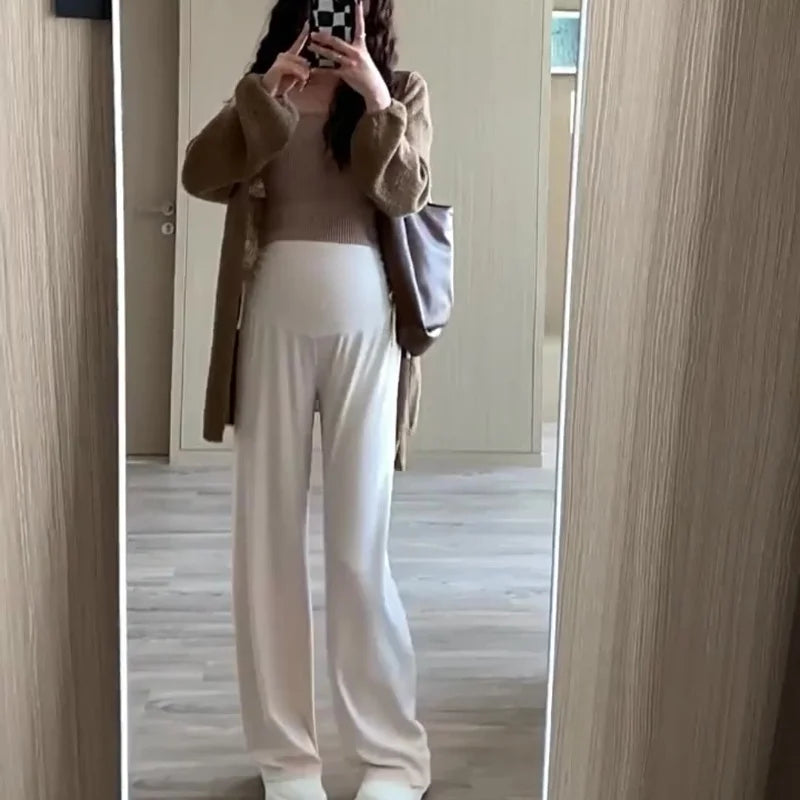 Maternity Drawstring Straight Wide Leg Trousers