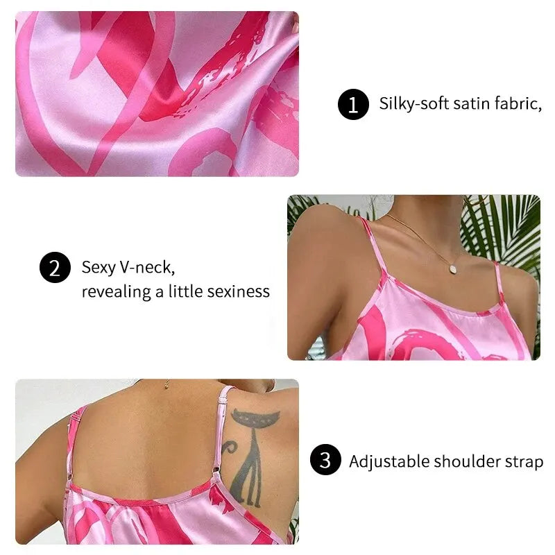 Satin Slip Nightdress with Cross Strappy Backless Design