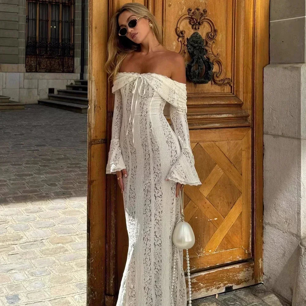 Long Sleeve Lace Evening Dress