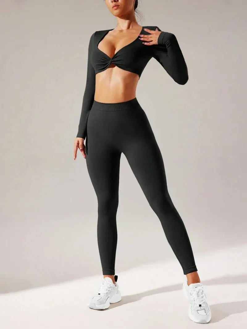 High Waisted Seamless Leggings with Padded Stretchy Sports Bra Set