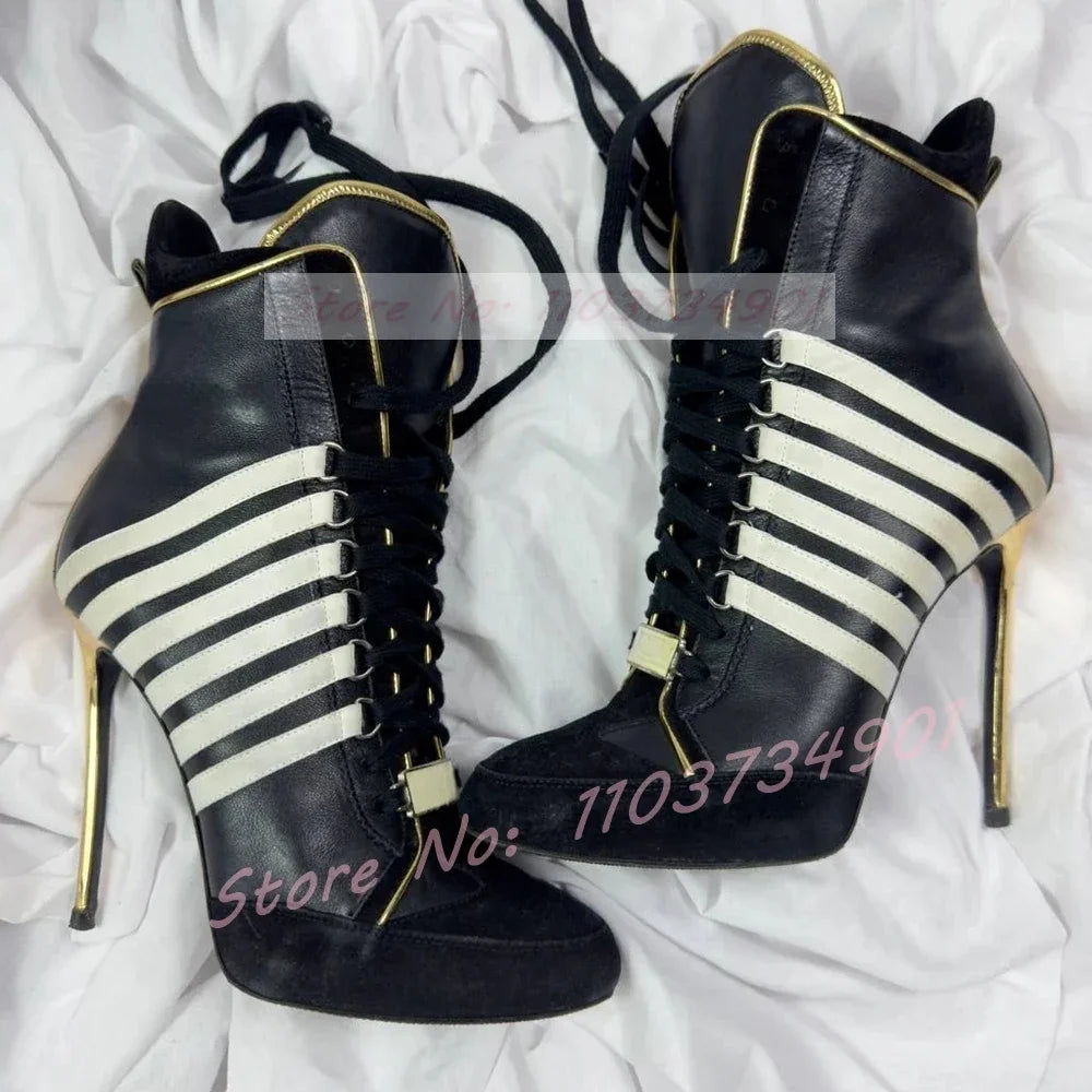 Lace-up High Top Sneaker Heel Boots