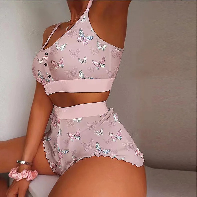 Multiple Print Underwear & Camisole Lingerie Set