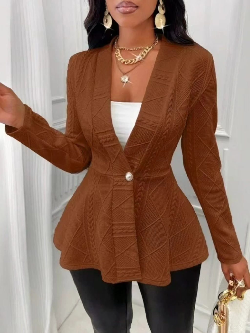 Thickened Single-button Textured Jacket