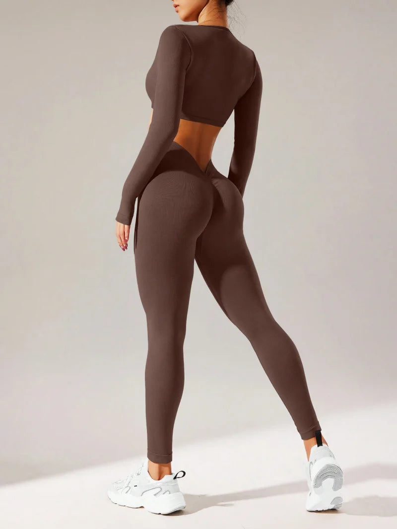 High Waisted Seamless Leggings with Padded Stretchy Sports Bra Set
